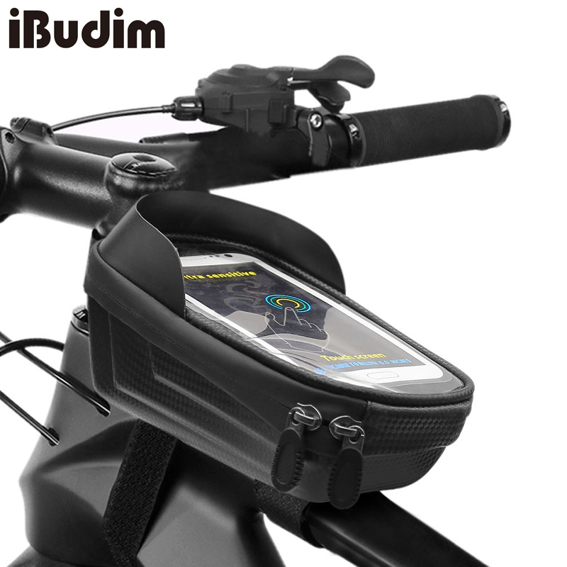 Cycling Commuter Backpack Waterproof - 防水自転車用フロントフレームバッグ、TPUタッチレインカバー付きサイクリングポーチバッグ、自転車トップチューブバッグケース、自転車アクセサリー