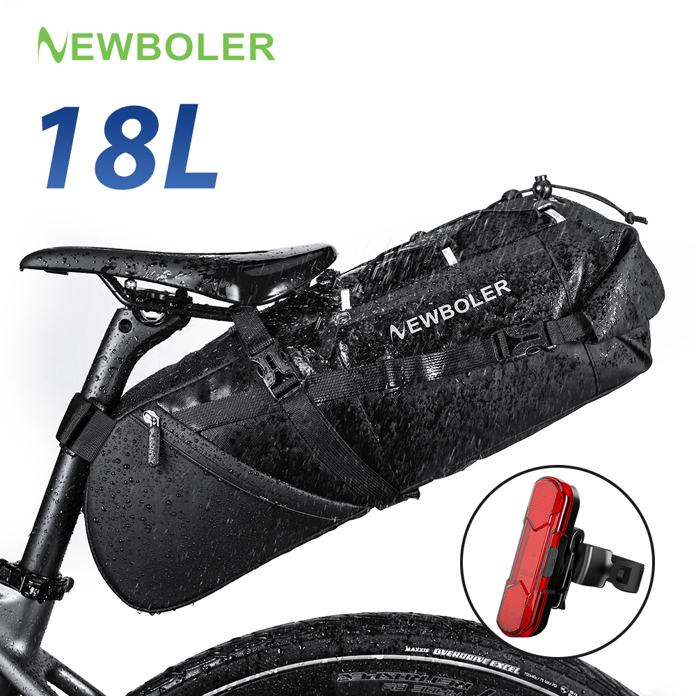 Cycling Commuter Backpack Waterproof - NEWBOLER 18L 自転車サドルバッグ防水 MTB ロード自転車大容量サイクリングバッグ折りたたみ可能なテールリアバッグトランクアクセサリー