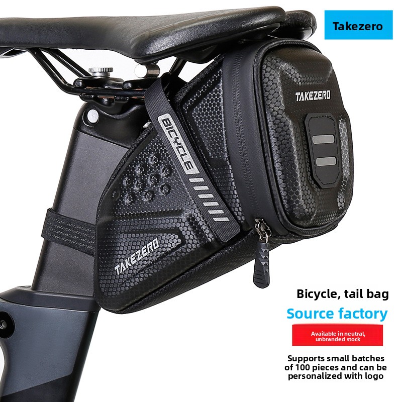 Saddle Bag Under Seat - ブラックLサイズEVAハードシェル自転車サドルバッグ 反射警告機能付き コンパクトなシート下収納 ロードバイク・マウンテンバイク用