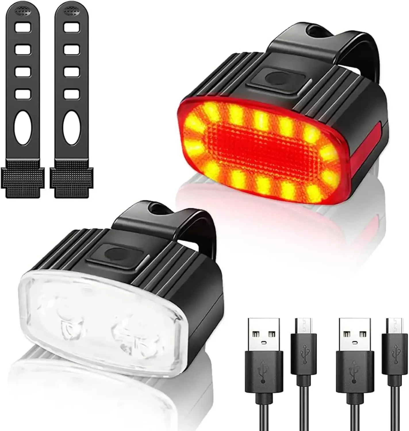 Bike Light Front Rear - 自転車のヘッドライトとテールライトのセット,自転車のヘッドライトとテールライトのセット,防水,USB充電