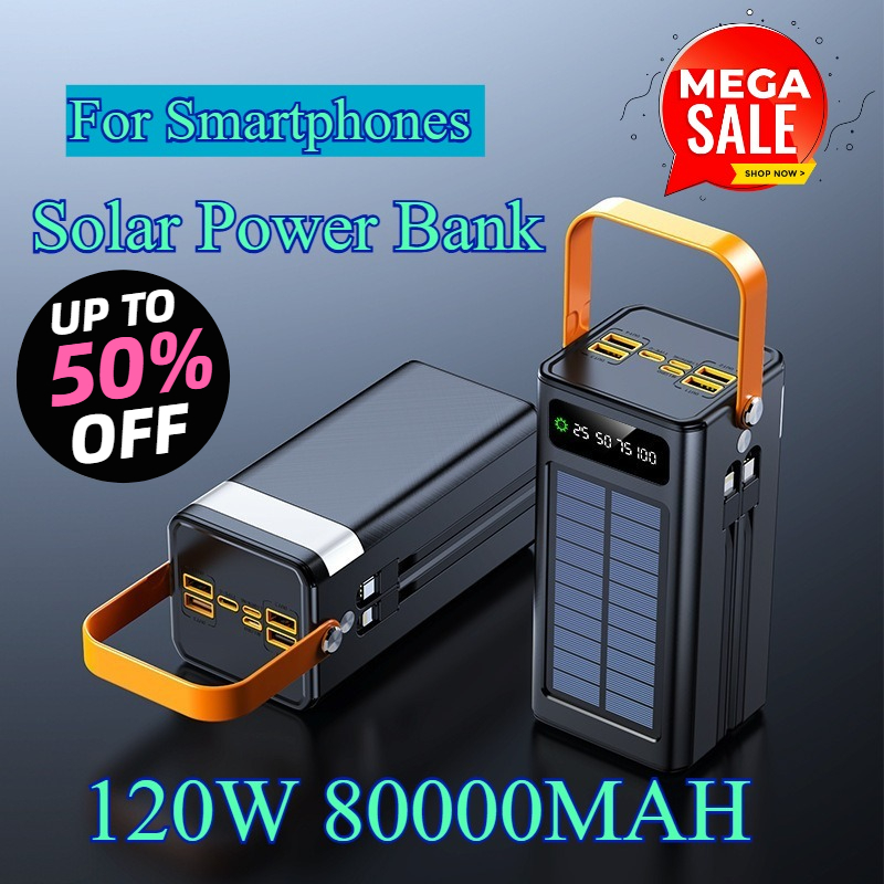 80000mAhソーラーパワーバンク 120W超高速充電 大 - Usb Charger Dynamo のレビューと価格