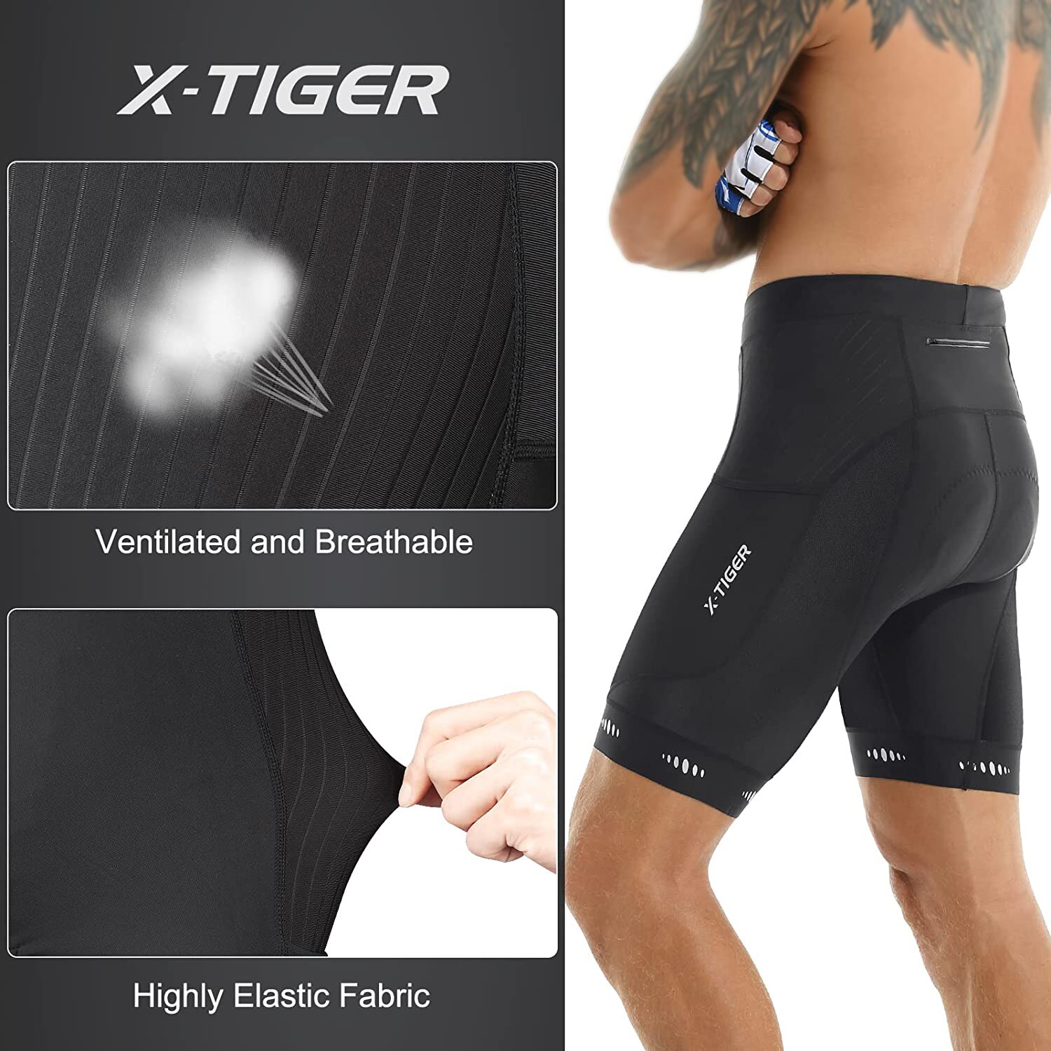 X-TIGER男性用サイクリングショーツバックポケット付き5 - Cycling Commuter Pants のレビューと価格