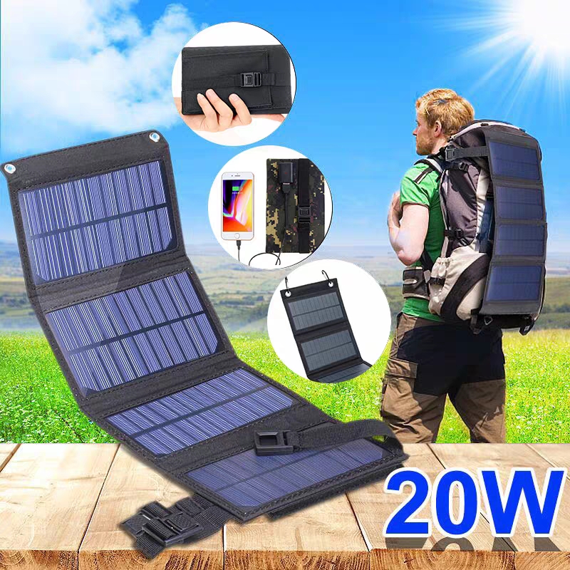 折りたたみ式ソーラーパネル 20W 50W 60W ポータブ - Usb Charger Dynamo のレビューと価格