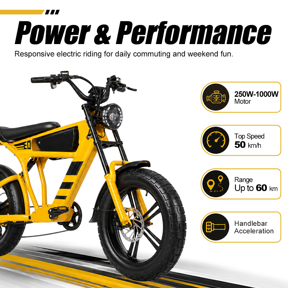 48V 18.2Ah 1000W ファットタイヤ電動自転車  - Cycling Commute Speed のレビューと価格