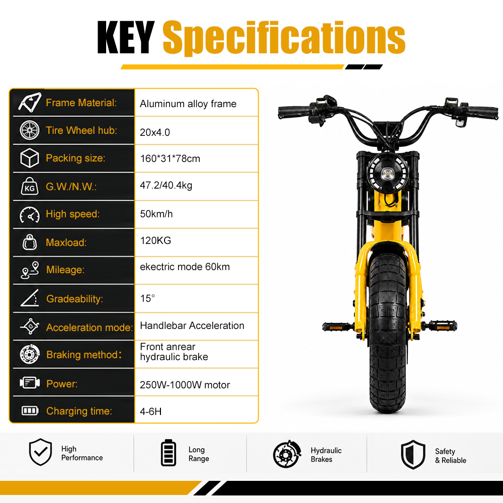 48V 18.2Ah 1000W ファットタイヤ電動自転車  - Cycling Commute Speed のレビューと価格