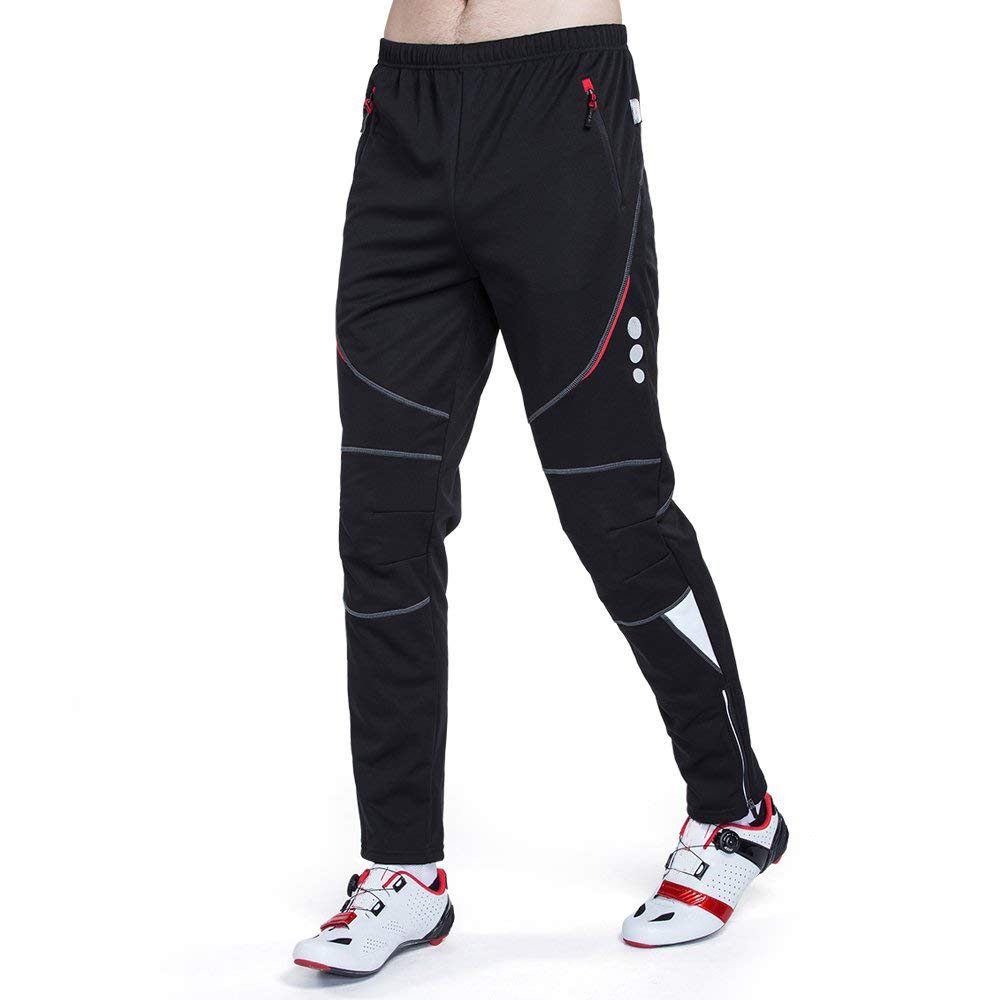 メンズ冬用フリースサイクリングパンツ 防風 保温 防水 ブラ - Cycling Commute Pants のレビューと価格