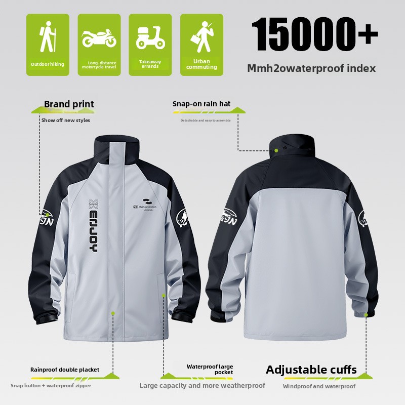 頑丈な二枚組バイク用レインスーツ 防水ジャケットとパンツセッ - Cycling Commute Jacket のレビューと価格